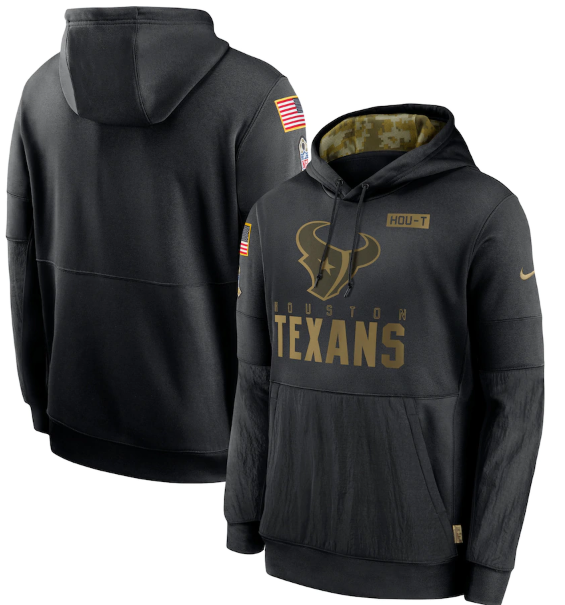 Men's Houston Texans 2020 Black Salute to Service Sideline Performance Pullover Hoodie
